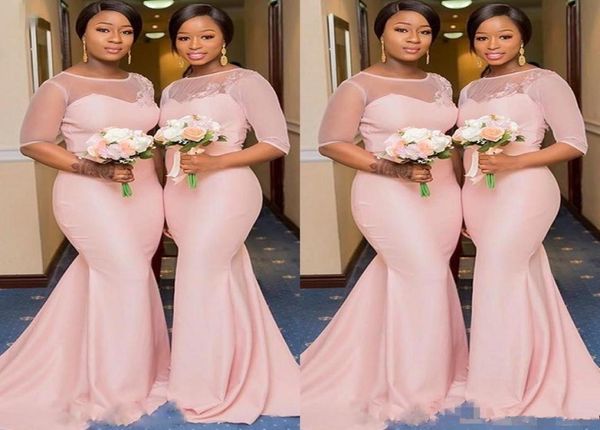 blush pink african nigerian mermaid bridesmaid dresses with sleeve 2019 sheer lace neck plus size maid of honor wedding guest gown7666519, White;pink
blush pink african nigerian mermaid bridesmaid dresses with sleeve 2019 sheer lace neck plus size maid of honor wedding guest gown7666519, White;pink
