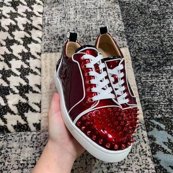 luxury men's shoes red bottom shoes leather toe spiked low rivet women red shiny shoes couple shoes casual tennis sneakers red soles fl, Black
luxury men's shoes red bottom shoes leather toe spiked low rivet women red shiny shoes couple shoes casual tennis sneakers red soles fl, Black