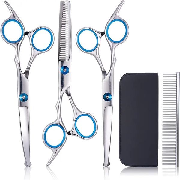 premium dog grooming scissors kit - complete pet trimming set for dogs & cats with safety round tip
premium dog grooming scissors kit - complete pet trimming set for dogs & cats with safety round tip