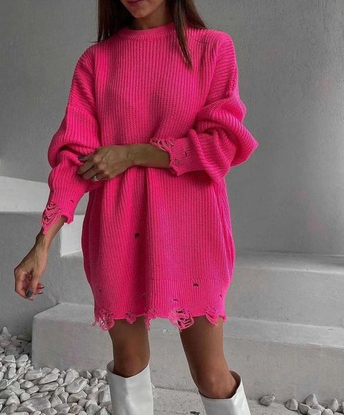 2023 new knitted round neck loose split mid length long sleeve sweater, White;black
2023 new knitted round neck loose split mid length long sleeve sweater, White;black