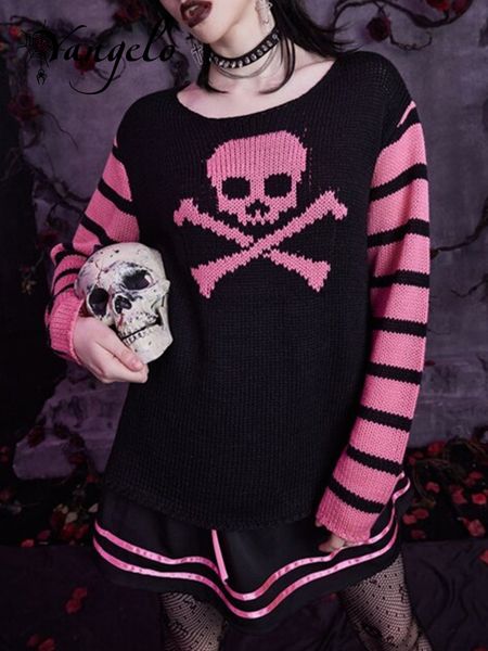 women's sweaters yangelo halloween pink black fairy grunge knitted sweater women gothic skull printed pullover spring fall punk street, White;black
women's sweaters yangelo halloween pink black fairy grunge knitted sweater women gothic skull printed pullover spring fall punk street, White;black