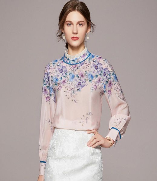 100 silk women039s shirts stand ruffled collar long sleeves floral printed elegant fashion blouse outerwear3694483, White
100 silk women039s shirts stand ruffled collar long sleeves floral printed elegant fashion blouse outerwear3694483, White