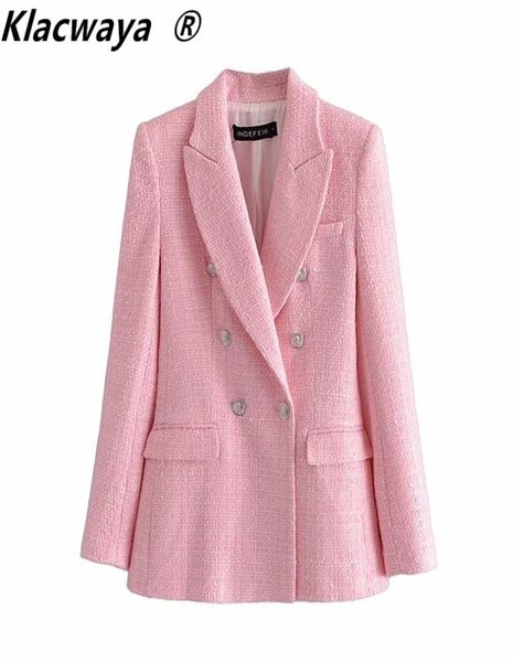 klacwaya za blazer women fashion pink plaid texture casual spring autumn office double breasted coat 2109078502930, White;black
klacwaya za blazer women fashion pink plaid texture casual spring autumn office double breasted coat 2109078502930, White;black