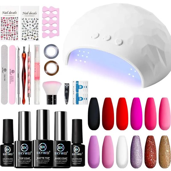 36w uv/led gel nail polish kit - black, white, red, pink glitter, matte coat & more - perfect for diy nail art & salon-quality manicures at
36w uv/led gel nail polish kit - black, white, red, pink glitter, matte coat & more - perfect for diy nail art & salon-quality manicures at