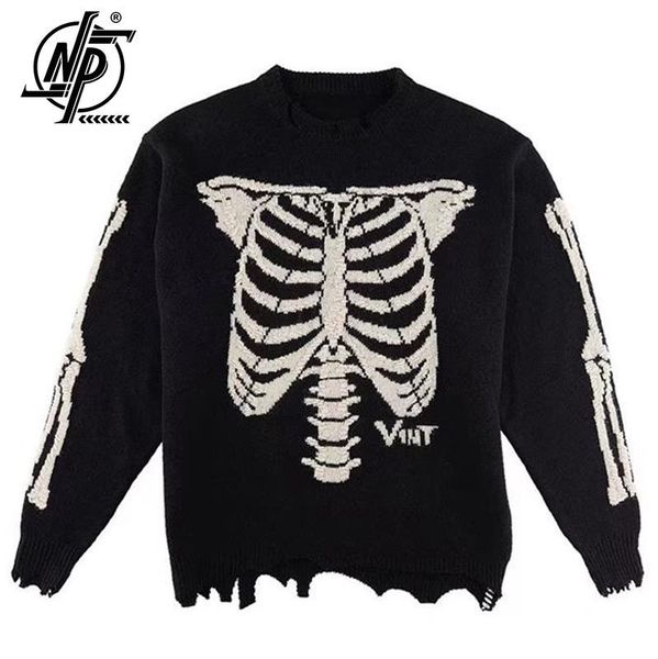 men's sweaters men oversized sweater black skeleton bone embroidery pullover casual loose fashion famous knitwear 230807, White;black
men's sweaters men oversized sweater black skeleton bone embroidery pullover casual loose fashion famous knitwear 230807, White;black