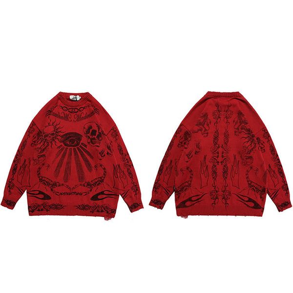 men's sweaters 2023 hip hop knitted sweater streetwear rose eye scorpion print ripped pullover men harajuku cotton casual autumn skull, White;black
men's sweaters 2023 hip hop knitted sweater streetwear rose eye scorpion print ripped pullover men harajuku cotton casual autumn skull, White;black