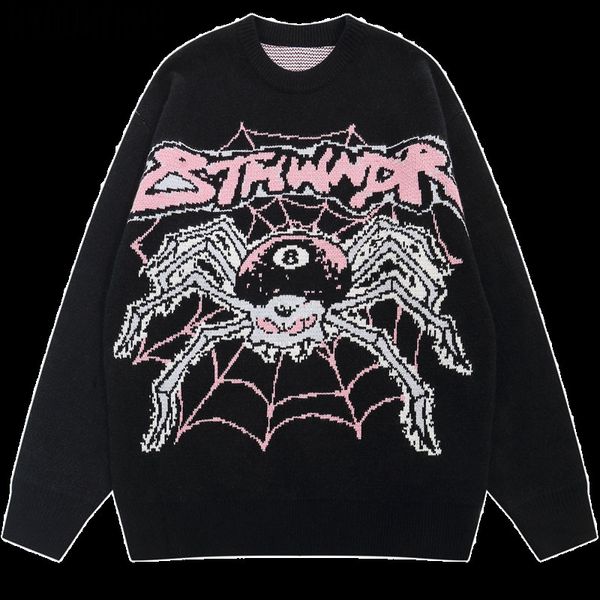 men's sweaters mens hip hop sweater spider knitted pullover oneck jumper fashion punk streetwear harajuku y2k jumpers casual loose 2308, White;black
men's sweaters mens hip hop sweater spider knitted pullover oneck jumper fashion punk streetwear harajuku y2k jumpers casual loose 2308, White;black