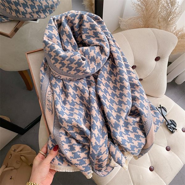 scarves warm winter cashmere women scarf classic brand houndstooth design pashmina thick blanket shawl wrap ladies poncho echarpe 230808, Blue;gray
scarves warm winter cashmere women scarf classic brand houndstooth design pashmina thick blanket shawl wrap ladies poncho echarpe 230808, Blue;gray