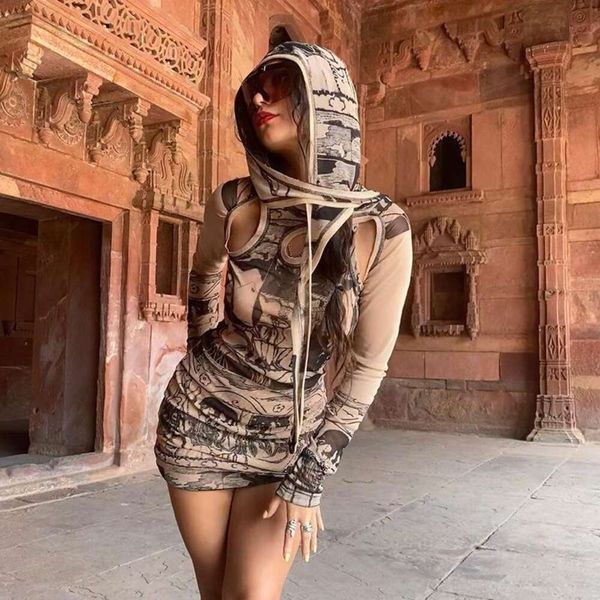 vintage womens mesh hooded dress featured printed hollowed out lace long sleeved short skirt autumn, Black;gray
vintage womens mesh hooded dress featured printed hollowed out lace long sleeved short skirt autumn, Black;gray