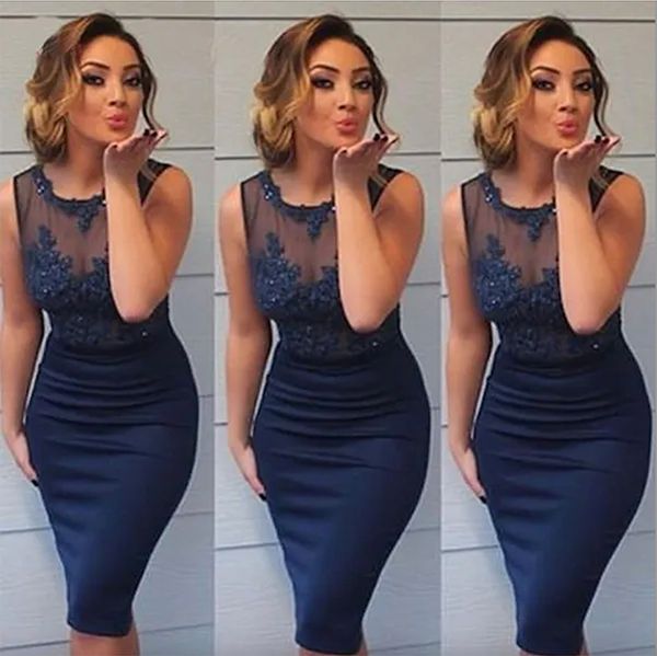 sheath column cocktail dresses sheer crew neck sleeveless see through lace appliqued short knee length prom party gowns custom made, Black
sheath column cocktail dresses sheer crew neck sleeveless see through lace appliqued short knee length prom party gowns custom made, Black
