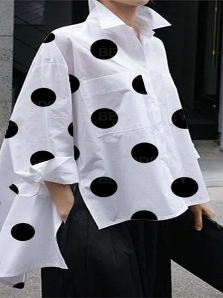 women's blouses shirts fashion polka-dot buttons shirts women's side split lapel long sleeves blouse women casual simple office la, White
women's blouses shirts fashion polka-dot buttons shirts women's side split lapel long sleeves blouse women casual simple office la, White