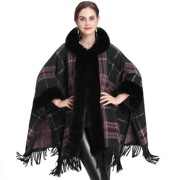 new autumn winter women039s loose hooded plaid poncho faux fur collar cuff cardigan shawl cape tassels cloak outwear coat c49647435879, Black
new autumn winter women039s loose hooded plaid poncho faux fur collar cuff cardigan shawl cape tassels cloak outwear coat c49647435879, Black