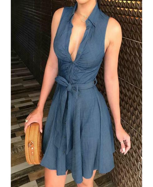 women039s button denim mini dress ladies summer sleeveless belted jeans long shirt dress1370230, Black;gray
women039s button denim mini dress ladies summer sleeveless belted jeans long shirt dress1370230, Black;gray