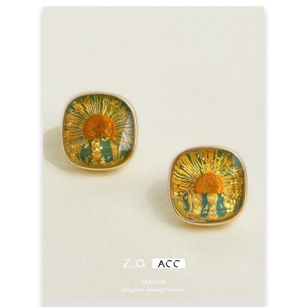 french vintage tea series resin true flower dried flower earrings 925 silver needle, junior geometry, advanced feel, ear hole ear clip 00001, Golden
french vintage tea series resin true flower dried flower earrings 925 silver needle, junior geometry, advanced feel, ear hole ear clip 00001, Golden