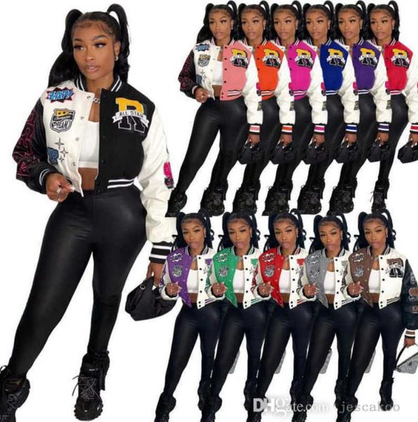 desinger women baseball casual jacket varsity coat autumn winter letter printed threaded patchwork button bomber crop 7484409, Black;brown
desinger women baseball casual jacket varsity coat autumn winter letter printed threaded patchwork button bomber crop 7484409, Black;brown