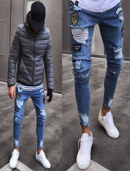men jeans stretch destroyed ripped applique fashion ankle zipper skinny jeans for men69436932843178, Blue
men jeans stretch destroyed ripped applique fashion ankle zipper skinny jeans for men69436932843178, Blue