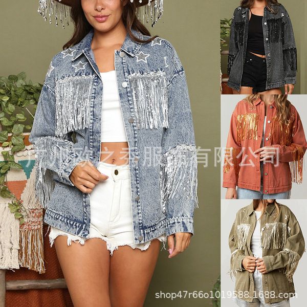 womens jackets for women star sequin tassel jacket ladies autumn and winter harajuku coats 230808, Black;brown
womens jackets for women star sequin tassel jacket ladies autumn and winter harajuku coats 230808, Black;brown