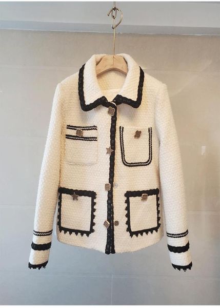 1202 2021 spring lapel neck long sleeve coat tweed black white fashion womens clothes sh7687046, Black;brown
1202 2021 spring lapel neck long sleeve coat tweed black white fashion womens clothes sh7687046, Black;brown