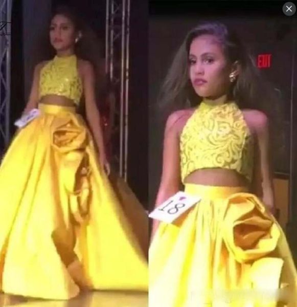 two pieces yellow pageant girls dresses lace skirt satin with rose ruffles a line flower girls dress for weddings kids party g4894562, White;blue
two pieces yellow pageant girls dresses lace skirt satin with rose ruffles a line flower girls dress for weddings kids party g4894562, White;blue