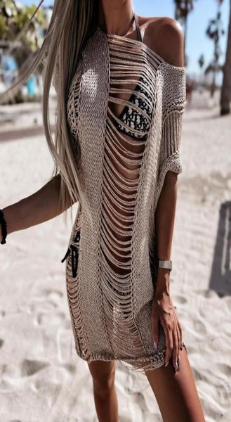 women039s swimwear puloru holes ripped knitted beach dress women bikini coverups wear hollow out short sleeve loose mini 6867525, White;black
women039s swimwear puloru holes ripped knitted beach dress women bikini coverups wear hollow out short sleeve loose mini 6867525, White;black