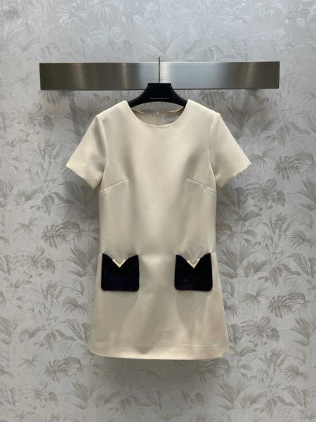round neck lady dress women designer clothing fashion notch design pocket decoration dresses size short sleeve girl skirt aug06, Black;gray
round neck lady dress women designer clothing fashion notch design pocket decoration dresses size short sleeve girl skirt aug06, Black;gray