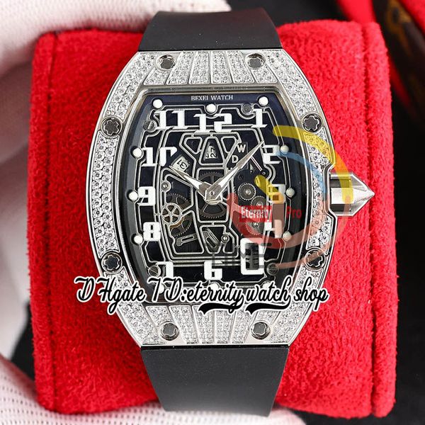 zyf 67-01 automatic mechanical mens watch stainless steel diamonds patterned case skeleton dial number markers black rubber strap eternity h, Slivery;brown
zyf 67-01 automatic mechanical mens watch stainless steel diamonds patterned case skeleton dial number markers black rubber strap eternity h, Slivery;brown