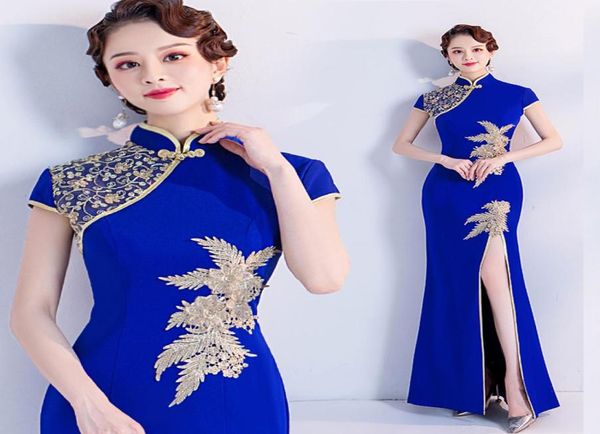 blue classic thighhigh slits cheongsam high collar short capped sleeves embroidery oriental women dresses chinese qipao1636303, Blue;red
blue classic thighhigh slits cheongsam high collar short capped sleeves embroidery oriental women dresses chinese qipao1636303, Blue;red