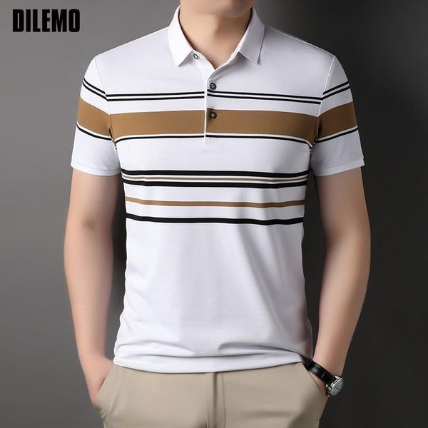 men's polos grade yarndyed process brand fashions summer designer polo shirts for men short sleeve stripped casual clothes 230808, White;black
men's polos grade yarndyed process brand fashions summer designer polo shirts for men short sleeve stripped casual clothes 230808, White;black