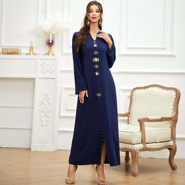 navy blue neckline sewed diamond temperament slim robe middle eastern womens dress, Black;gray
navy blue neckline sewed diamond temperament slim robe middle eastern womens dress, Black;gray