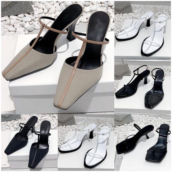 designer the row sandals french lady leather toe clip square kitten heel luxury casual comfortable outdoor party slippers aujo, Black
designer the row sandals french lady leather toe clip square kitten heel luxury casual comfortable outdoor party slippers aujo, Black