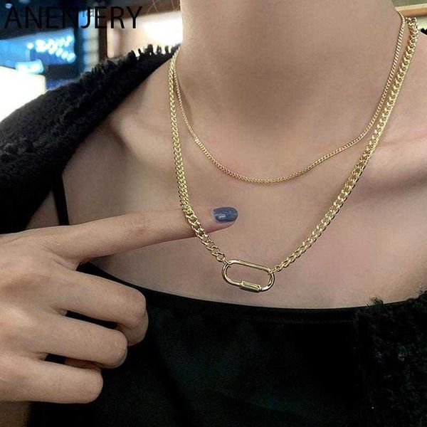 anenjery silver color paper clip necklace for women double layer necklaces party jewelry gifts new l230620 
anenjery silver color paper clip necklace for women double layer necklaces party jewelry gifts new l230620