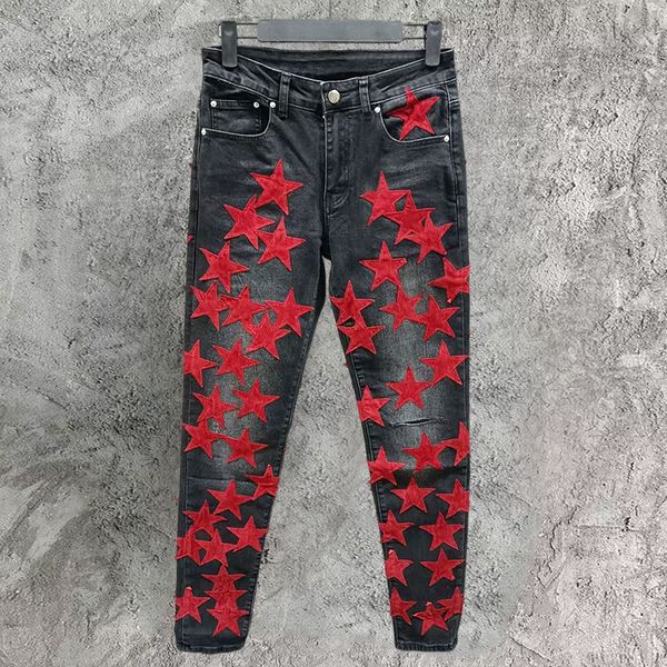 men's jeans punk denim long pants hip hop men red star pattern patch street motorcycle pant pantalon homme trendy 230809, Blue
men's jeans punk denim long pants hip hop men red star pattern patch street motorcycle pant pantalon homme trendy 230809, Blue