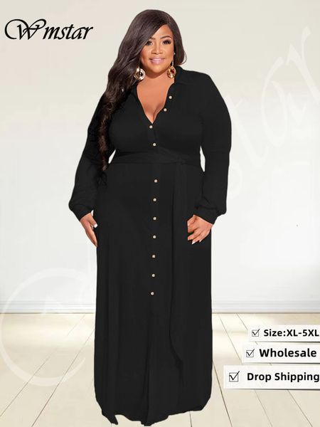 plus size dresses wmstar size women fall clothes button loose solid long elegant maxi shirts dress style wholesale drop 230809, Black
plus size dresses wmstar size women fall clothes button loose solid long elegant maxi shirts dress style wholesale drop 230809, Black