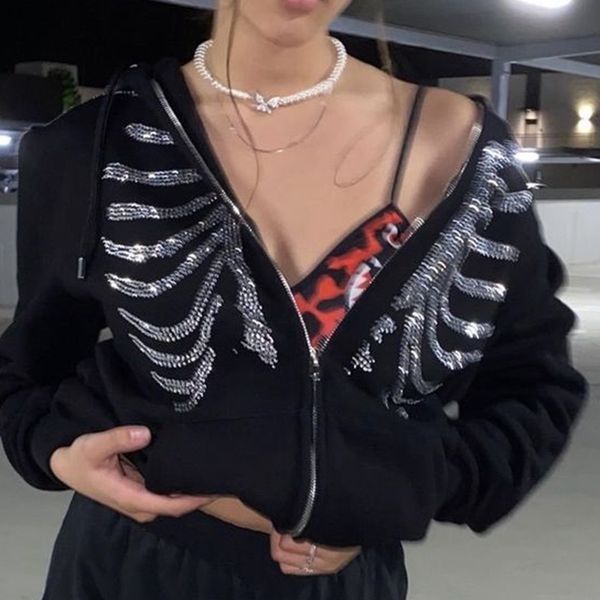women's hoodies sweatshirts autumn women zipper pocket sweatshirt casual full sleeve hooded hoodies y2k clothes 2000s gothic zip-up jac, Black
women's hoodies sweatshirts autumn women zipper pocket sweatshirt casual full sleeve hooded hoodies y2k clothes 2000s gothic zip-up jac, Black