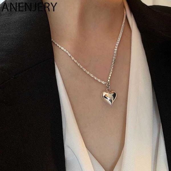 anenjery silver color geometric love heart zircon chain necklace female party jewelry l230620
anenjery silver color geometric love heart zircon chain necklace female party jewelry l230620