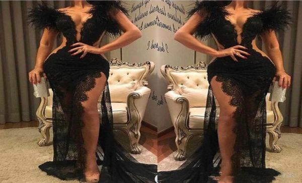 2020 new black lace prom dress split formal party pageant wear sheath feather evening dresses v neck see through 14721477460, Black;red
2020 new black lace prom dress split formal party pageant wear sheath feather evening dresses v neck see through 14721477460, Black;red