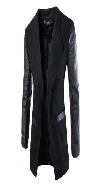 new fashion winter leather sleeve long wool men coat casual slim fit men jacket coat patchwork solid long outwear5749956, Black
new fashion winter leather sleeve long wool men coat casual slim fit men jacket coat patchwork solid long outwear5749956, Black