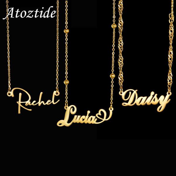 atoztide personalized custom name necklaces wave chain for womenstainless steel collares pendantmother kids jewelry gift l230620, Silver
atoztide personalized custom name necklaces wave chain for womenstainless steel collares pendantmother kids jewelry gift l230620, Silver