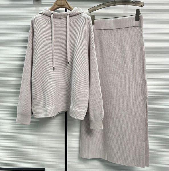 two piece dress european fashion brand two colour long sleeve cashmere knitted suit, White
two piece dress european fashion brand two colour long sleeve cashmere knitted suit, White