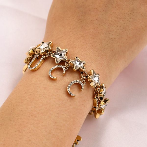 women designer charm bracelets letters cz diamond antique gold stars charms luxury jewelry, Golden;silver
women designer charm bracelets letters cz diamond antique gold stars charms luxury jewelry, Golden;silver