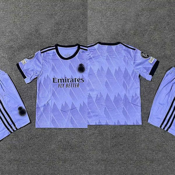 22-23 real madrid away champions league edition short sleeved football jersey game uniform children's clothing set
22-23 real madrid away champions league edition short sleeved football jersey game uniform children's clothing set
