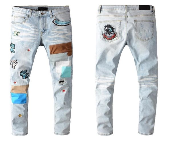 mens jeans stylist bear embroidery denim fashion summer zipper hole men slim pants hip hop elastic jean4940717, Blue
mens jeans stylist bear embroidery denim fashion summer zipper hole men slim pants hip hop elastic jean4940717, Blue