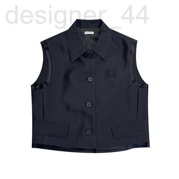 women's two piece pants designer correct version of miao miu suit vest for women 23 summer black short lapel embroidered letter sleevel, White
women's two piece pants designer correct version of miao miu suit vest for women 23 summer black short lapel embroidered letter sleevel, White