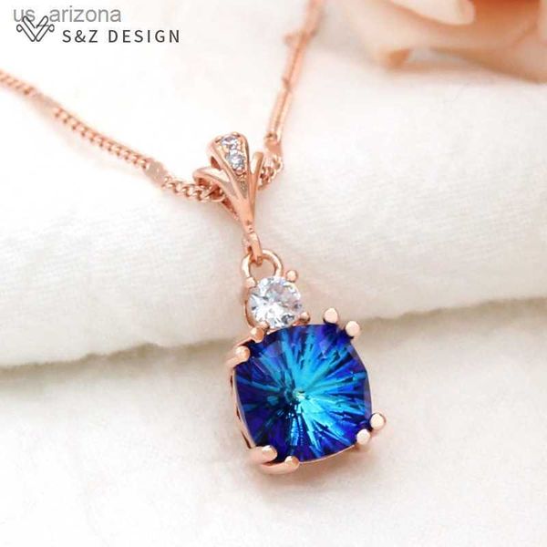 s z design fashion elegant luxury colorful square crystal pendant necklace 585 rose gold for women wedding jewelry l230620, Silver
s z design fashion elegant luxury colorful square crystal pendant necklace 585 rose gold for women wedding jewelry l230620, Silver