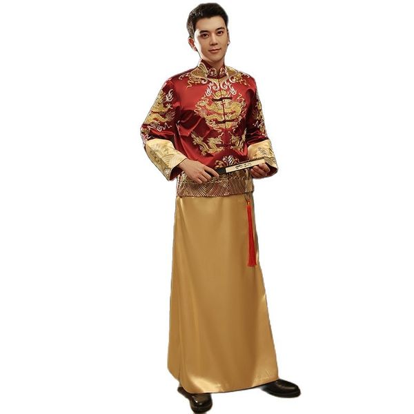 chinese ethnic clothing traditional tang suit sets men robe embroidered dragon costume oriental gown wedding cheongsam male, Red
chinese ethnic clothing traditional tang suit sets men robe embroidered dragon costume oriental gown wedding cheongsam male, Red