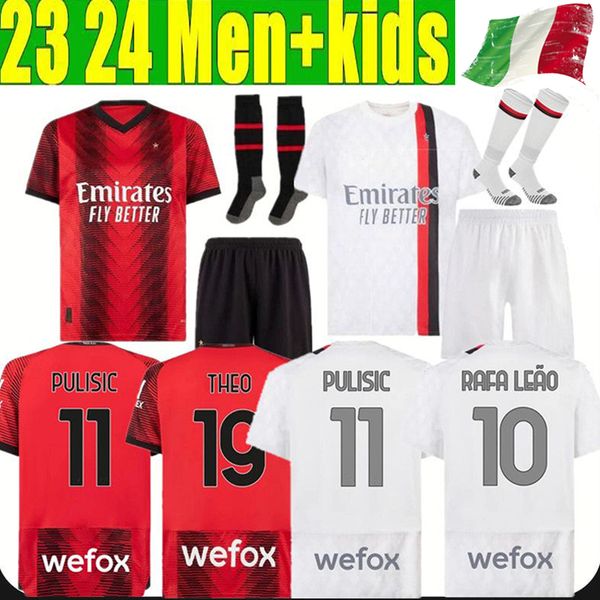 23 24 premium giroud pulisic soccer jerseys 2023 2024 rebic theo bennacer kessie de ketelaere rafa leao football shirts kjaer ac milans men, Black;yellow