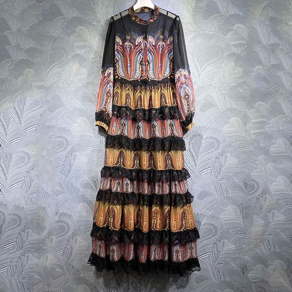 designer dress positioning printed round neck single breasted long sleeved multi-level skirt hem large swing dress women designer clothing, Black;gray
designer dress positioning printed round neck single breasted long sleeved multi-level skirt hem large swing dress women designer clothing, Black;gray