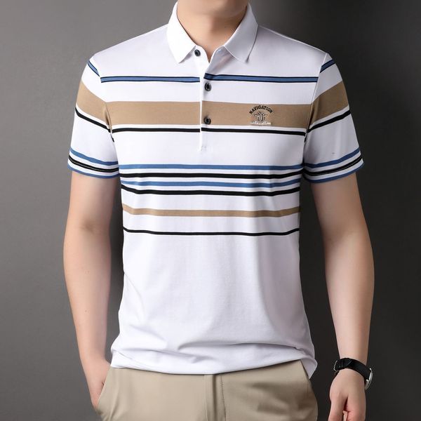 men's polos coodrony striped lapels yarndyed short sleeves breathable tshirt for summer fashion trend embroidered emblem r5059 230808, White;black
men's polos coodrony striped lapels yarndyed short sleeves breathable tshirt for summer fashion trend embroidered emblem r5059 230808, White;black