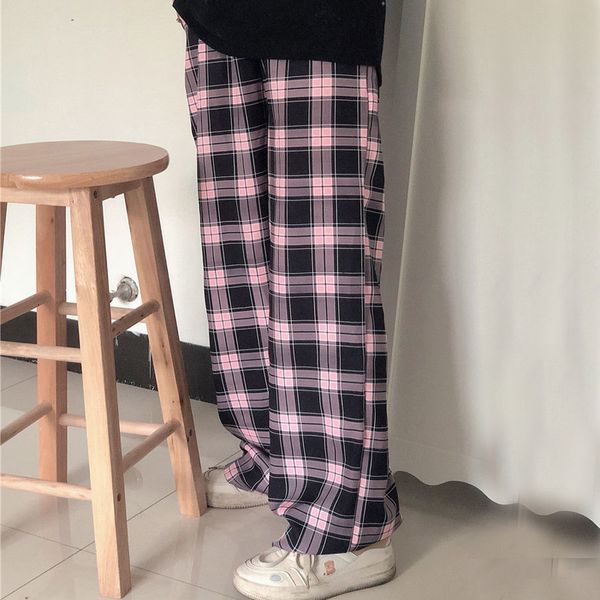 women's pants capris black and pink plaid pants oversize women pants high waist loose wide leg trousers ins retro teens straight trouse, Black;white
women's pants capris black and pink plaid pants oversize women pants high waist loose wide leg trousers ins retro teens straight trouse, Black;white