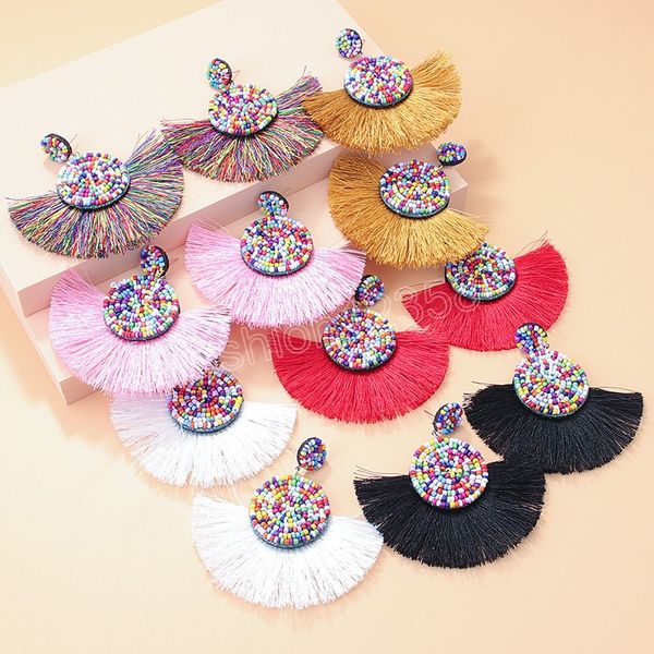 bohemian colorful round rice beads tassel earrings for women retro elegant temperament statement earring fashion female jewelry, Silver
bohemian colorful round rice beads tassel earrings for women retro elegant temperament statement earring fashion female jewelry, Silver